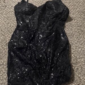 Black Sequin Bustier Dress